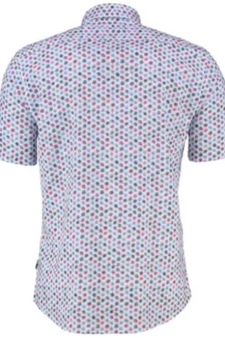 BRAX Hemd Dan raspberry geblümt Modern Fit Kurzarm
