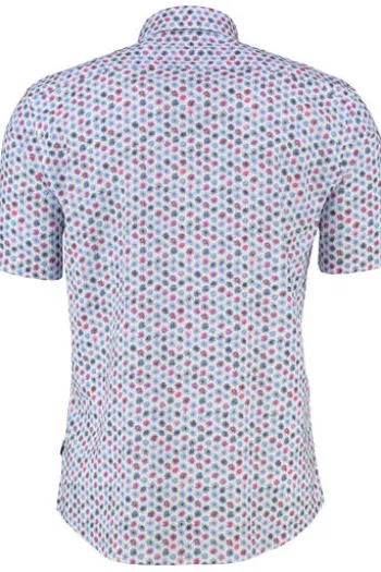 BRAX Hemd Dan raspberry geblümt Modern Fit Kurzarm