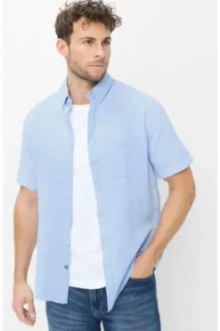 BRAX Hemd Dan sky Modern Fit Kurzarm