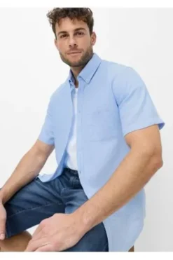 BRAX Hemd Dan sky Modern Fit Kurzarm