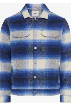 BRAX Hemdjacke Santiago ice blue gemustert