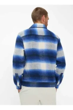 BRAX Hemdjacke Santiago ice blue gemustert