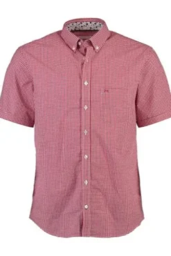 BRAX Hemd Rot kariert Modern Fit Kurzarm Blue Planet Style Dan
