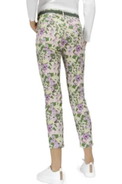 BRAX 7/8 Hose Mary grün geblümt Slim Fit in Baumwoll-Stretch-Qualität
