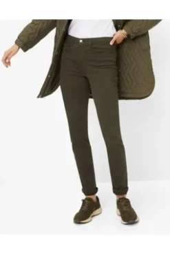 BRAX Jeans Carola oliv Feminine Fit in Premium-Denim