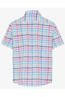 BRAX Karo Hemd Dan raspberry kariert Modern Fit Kurzarm