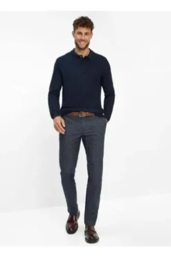 BRAX Langarm Polo-Shirt Paros navy