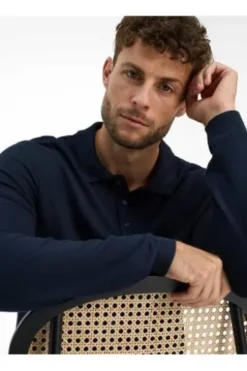 BRAX Langarm Polo-Shirt Paros navy