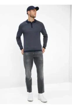 BRAX Langarm Polo-Shirt Paros deep blue
