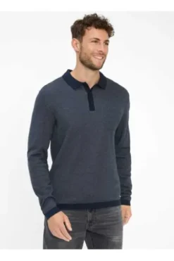 BRAX Langarm Polo-Shirt Paros deep blue