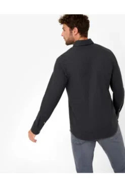 BRAX Leicht Flanell Hemd anthrazit gemustert Modern Fit