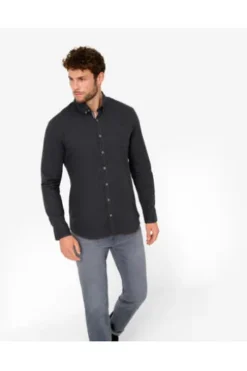 BRAX Leicht Flanell Hemd anthrazit gemustert Modern Fit