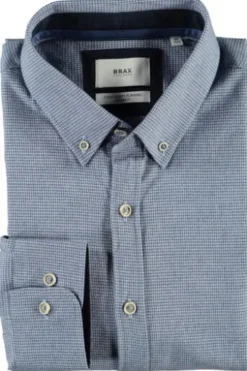BRAX Leicht Flanell Hemd blau gemustert Modern Fit