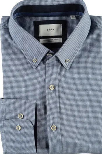 BRAX Leicht Flanell Hemd blau gemustert Modern Fit