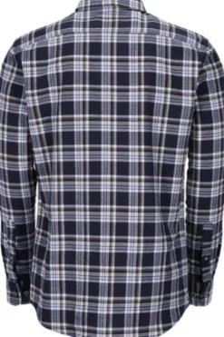 BRAX Leicht Flanell Hemd Daniel blau/grün kariert Modern Fit Langarm Button-down