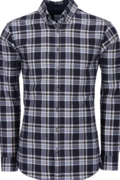 BRAX Leicht Flanell Hemd Daniel blau/grün kariert Modern Fit Langarm Button-down
