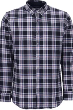 BRAX Leicht Flanell Hemd Daniel blau/blau kariert Modern Fit Langarm Button-down