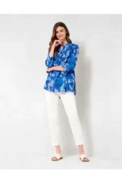 BRAX Leinen-Bluse Velvet Blau