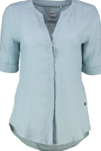 BRAX Leinen-Bluse Veri blue Kurzarm
