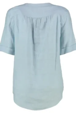 BRAX Leinen-Bluse Veri blue Kurzarm