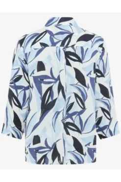 BRAX Leinen-Bluse Vicki navy gemustert 3/4-Arm