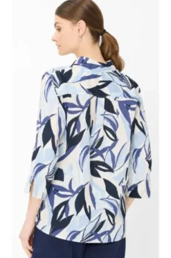 BRAX Leinen-Bluse Vicki navy gemustert 3/4-Arm