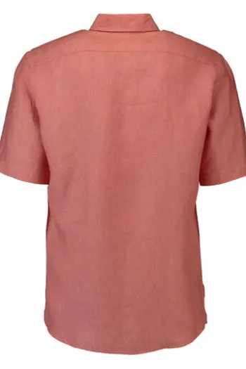 BRAX Leinen Hemd Dan pfirsich kariert Slim Fit kurzarm