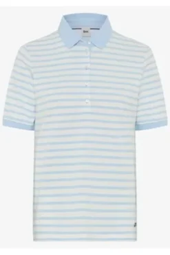 BRAX Polo-Shirt Cleo bleu gestreift in Piqué-Qualität