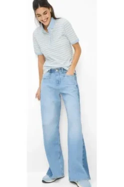 BRAX Polo-Shirt Cleo bleu gestreift in Piqué-Qualität