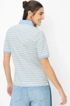BRAX Polo-Shirt Cleo bleu gestreift in Piqué-Qualität