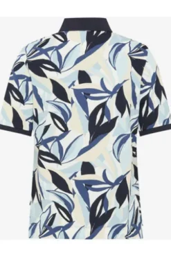 BRAX Polo-Shirt Cleo navy gemustert in Piqué-Qualität