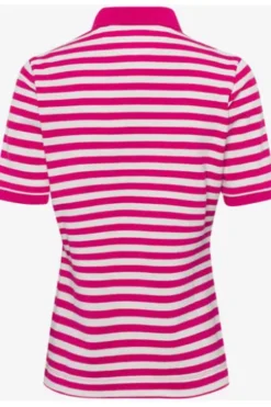 BRAX Polo-Shirt Cleo rasperry gestreift in Piqué-Qualität