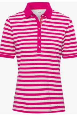 BRAX Polo-Shirt Cleo rasperry gestreift in Piqué-Qualität