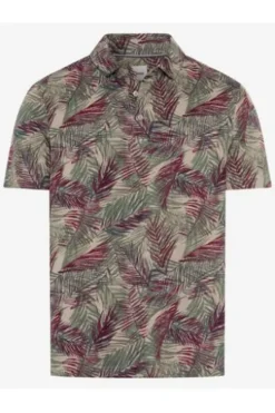 BRAX Polo-Shirt Philo light khaki gemustert