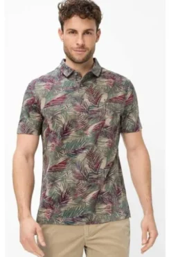 BRAX Polo-Shirt Philo light khaki gemustert