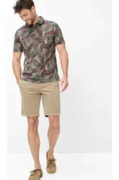BRAX Polo-Shirt Philo light khaki gemustert