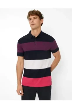 BRAX Polo-Shirt Pio beere gestreift