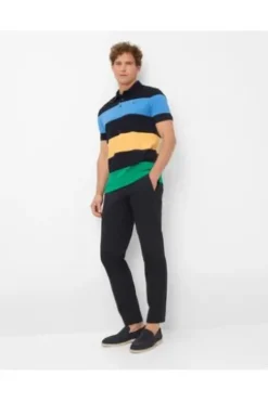 BRAX Polo-Shirt Pio blau gestreift