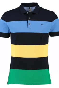 BRAX Polo-Shirt Pio blau gestreift