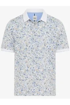 BRAX Polo-Shirt white gemustert