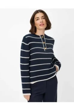BRAX Pullover Lesley marine im trendigen Rippstrick