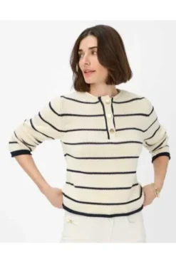 BRAX Pullover Lesley natur im trendigen Rippstrick