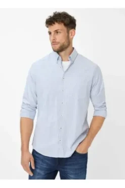 BRAX Streifen Hemd Daniel baltic gestreift Modern Fit Langarm