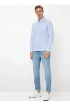 BRAX Streifen Hemd Daniel sky gestreift Modern Fit Langarm