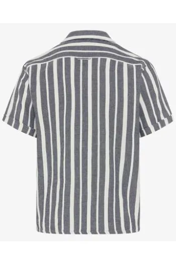 BRAX Streifen Hemd Leo navy gestreift Modern Fit Kurzarm