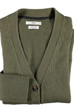 BRAX Strickjacke Alicia khaki in softer Baumwoll-Mixqualität