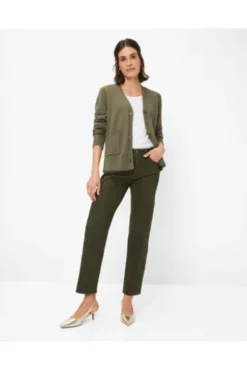 BRAX Strickjacke Alicia khaki in softer Baumwoll-Mixqualität