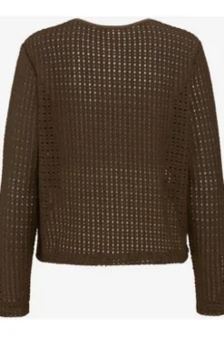 BRAX Strickjacke Brenda Crochet-Optik Jersey dark ebony