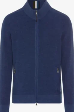 BRAX Strickjacke John blau außen Wolle, innen Baumwolle