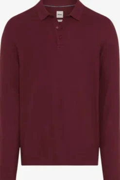 BRAX Strick-Langarm Polo-Shirt Paros velvet